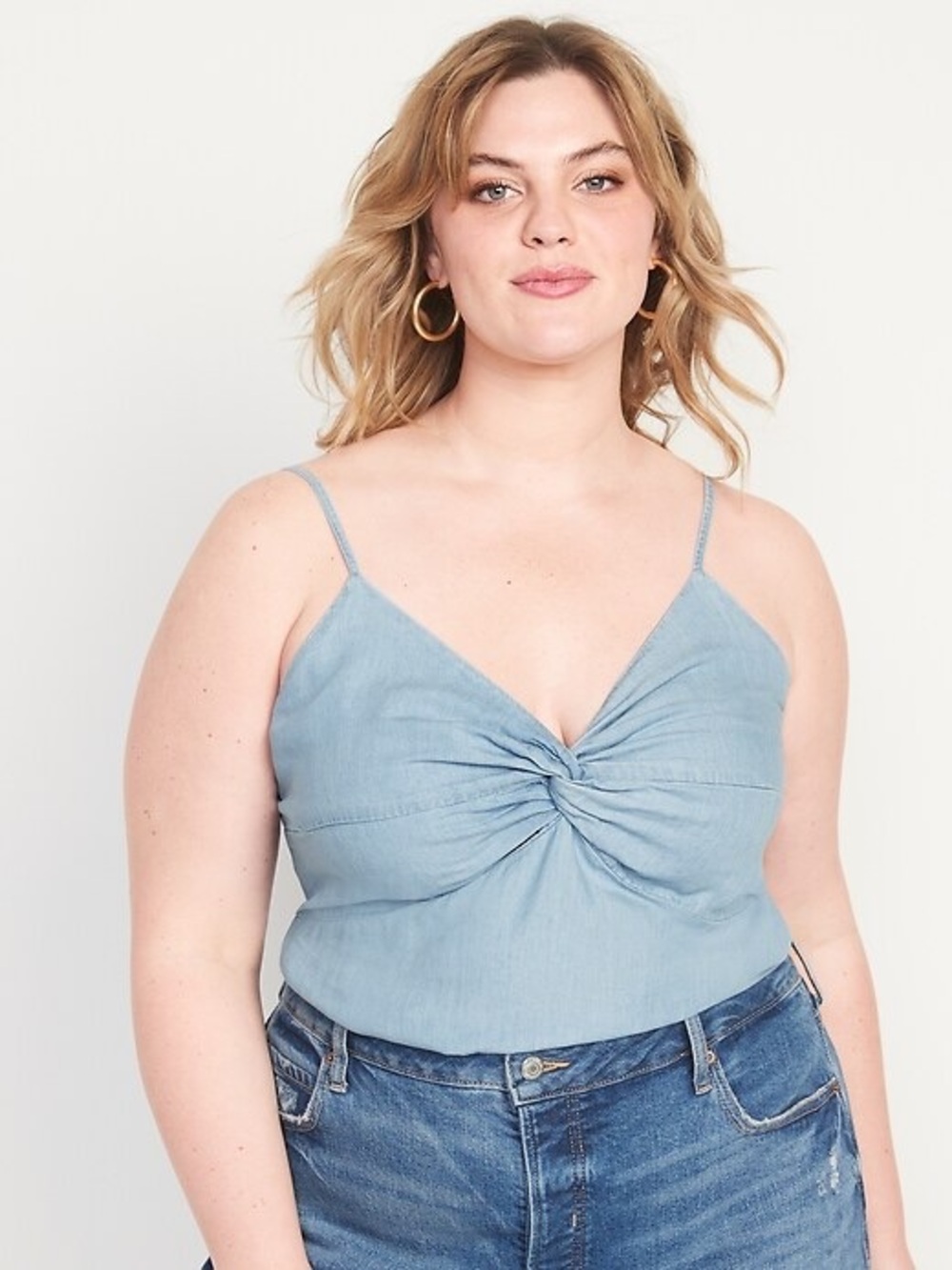 Old Navy Light Blue Twist-Front Chambray Cami